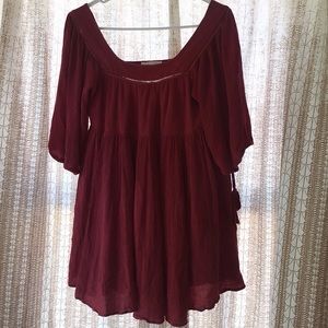Rusty red mini dress.